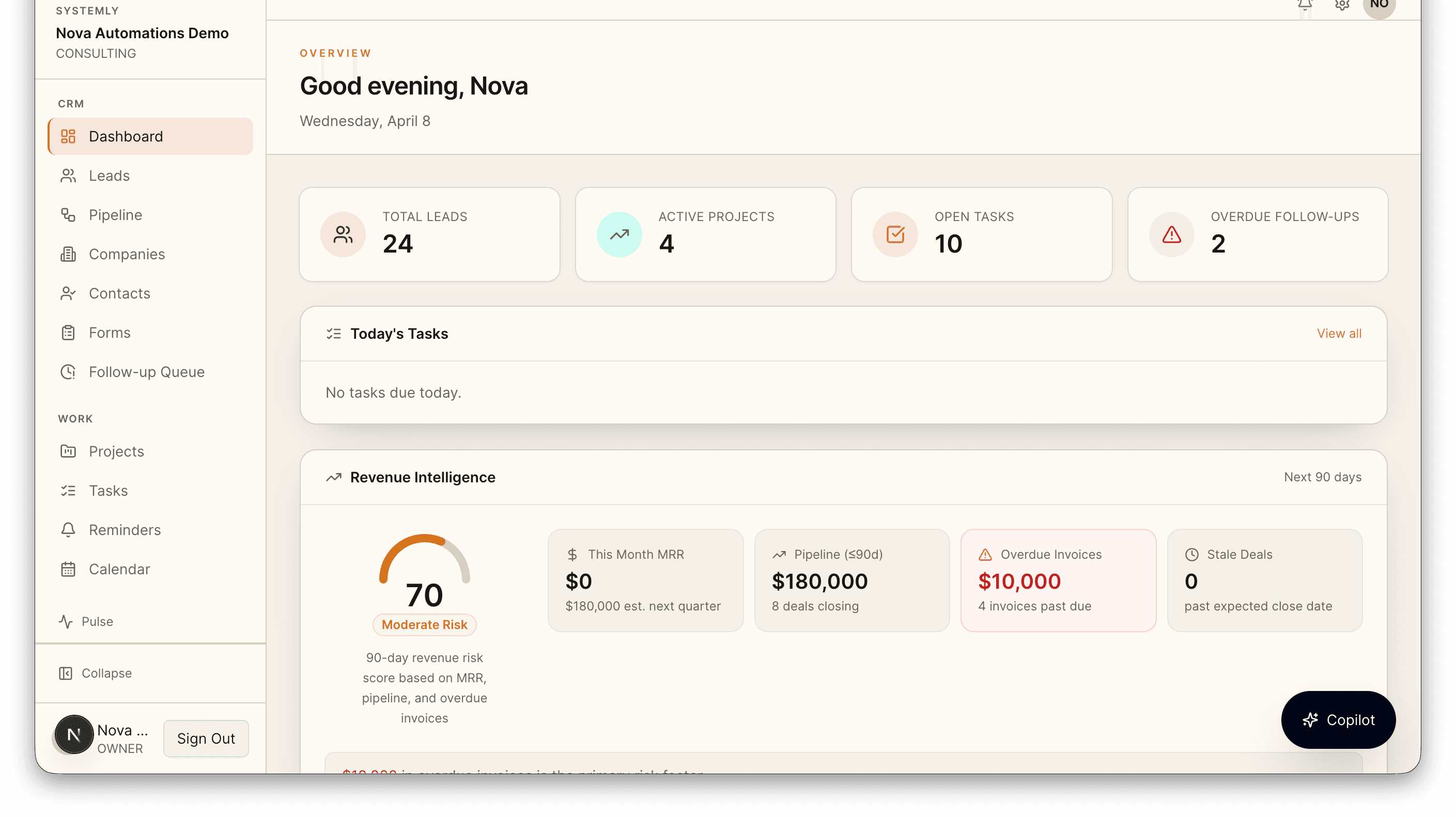 All your leads, tasks, projects, and revenue intelligence in one view